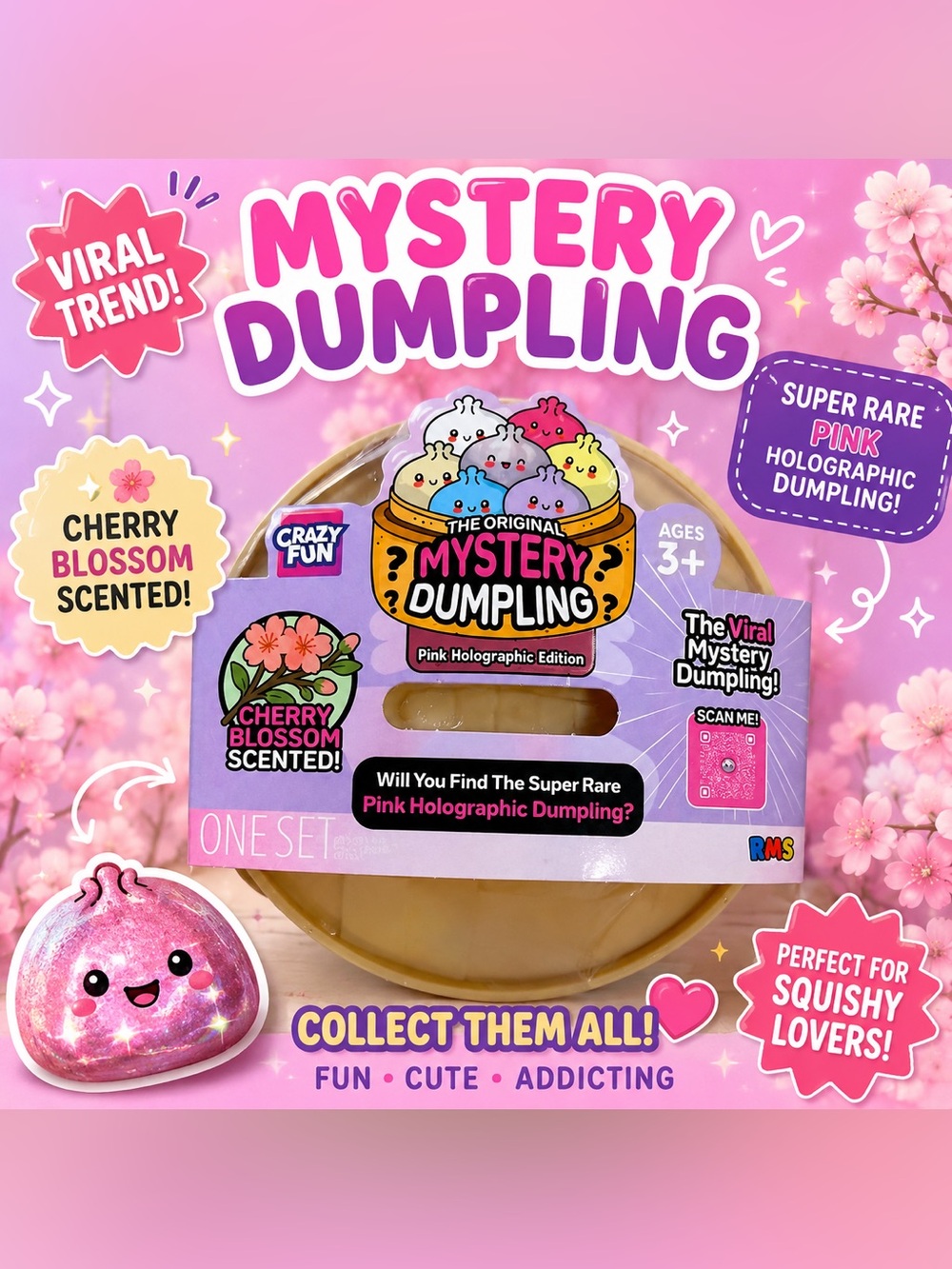 RMS Crazy Fun PINK Holographic Edition Mystery Dumpling Cherry Blossom Scented🍒🩷